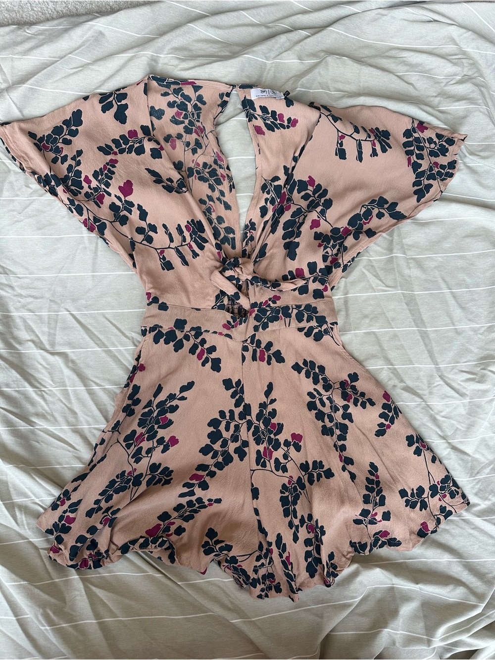 Floral Print Pink Tie-Front Mini Dress